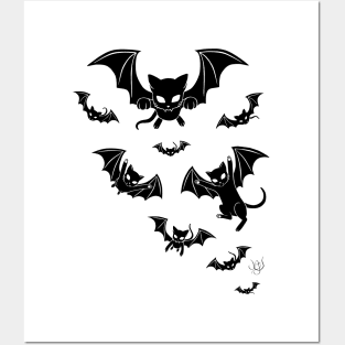 Batcat black and white 2 Posters and Art